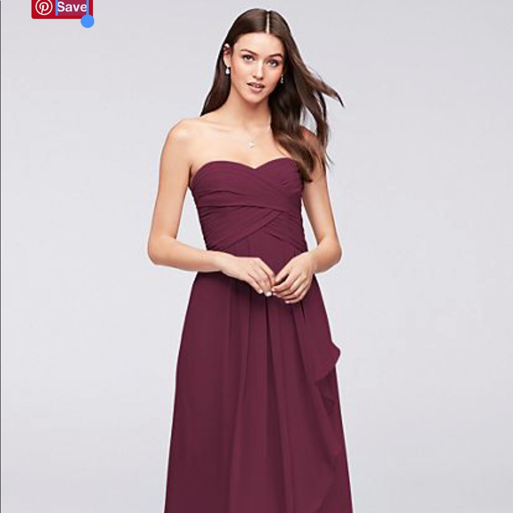 David’s Bridal strapless dress in Wine-size 14